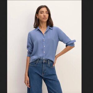 Everlane relaxed silk shirt in light blue